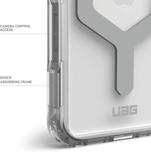 URBAN ARMOR GEAR UAG مصمم لهاتف iPhone 16 Case 6.1" Plyo - متوافق مع MagSafe Charging متين ومضاد للأصفرار وغطاء واقٍ من الدرجة العسكرية وشفاف ومقاوم للصدمات، ثلجي/فضي in Kuwait