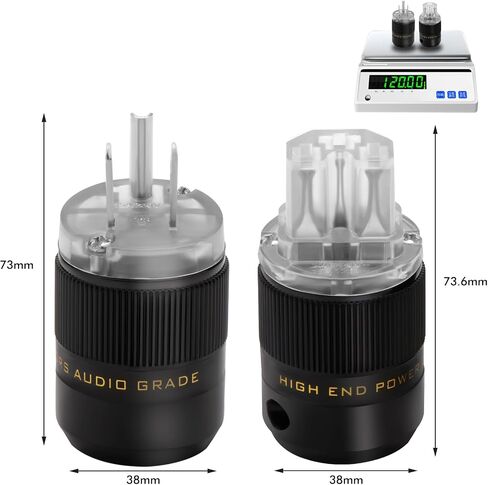 Preffair 1 Pair Brass Rhodium Plated Power Plug Hi-End US AC 3 Prong Male Power Plug IEC320 C15 Female Connector for Audio Grade Power Cables DIY HiFi Devices 10A/250V~15A/125V (P078TR/C078TR) in Saudi Arabia