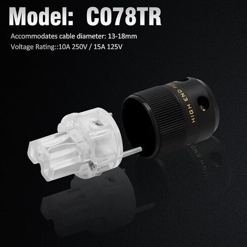 Preffair 1 Pair Brass Rhodium Plated Power Plug Hi-End US AC 3 Prong Male Power Plug IEC320 C15 Female Connector for Audio Grade Power Cables DIY HiFi Devices 10A/250V~15A/125V (P078TR/C078TR) in Saudi Arabia