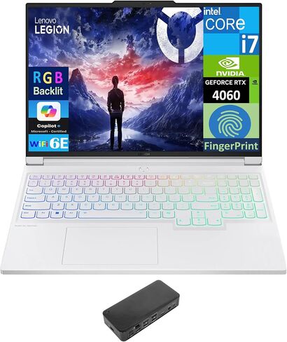 كمبيوتر محمول للألعاب Lenovo Legion 7i بشاشة 16.0 بوصة 240 هرتز IPS WQXGA (Intel i7-14700HX، GeForce RTX 4060 8GB، 64GB DDR5، 4TB PCIe SSD، RGB KB، بصمة الإصبع، Thunderbolt 4، WiFi 6E، Win 11 Pro) مع قاعدة توصيل USB-C in Saudi Arabia