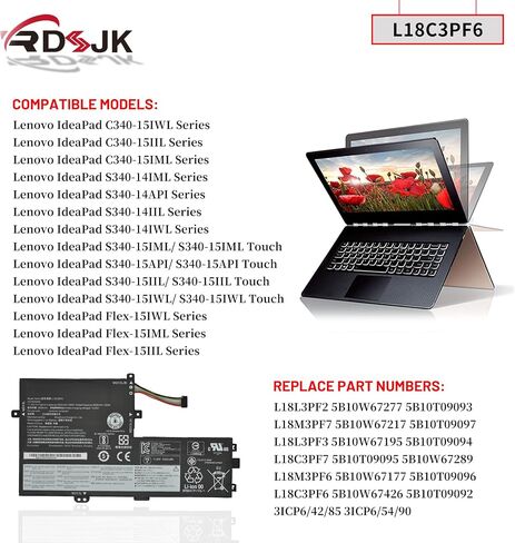 L18L3PF2 L18L3PF3 L18M3PF7 L18C3PF7 L18M3PF6 L18C3PF6 Laptop Battery for Lenovo IdeaPad S340 S340-14API S340-14IIL/14IML S340-14IWL S340-15IWL S340-15API/15IIL S340-15IML C340-15IWL C340-15IIL Series in Saudi Arabia