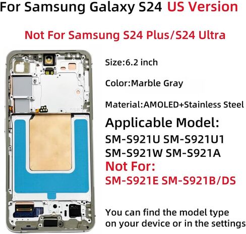 AMOLED Original Screen for Samsung Galaxy S24 LCD Screen Replacement for Samsung Galaxy S24 5G Touch Digitizer Display Screen Assembly with Frame S921U S921A 6.2 inch US Version (Marble Gray) in Saudi Arabia