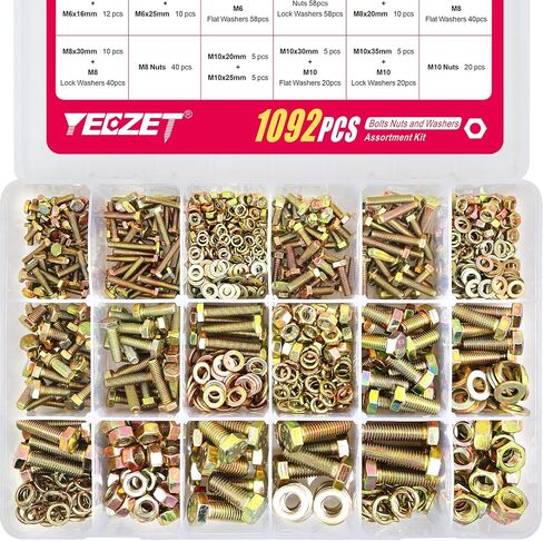 YEEZET 1000pcs M4 M5 M6 Bolts and Nuts Washers Assortment Kit, 304 Stainless Steel Metric Bolt Assortment Set,14 Most Common Sizes,10-40mm in Saudi Arabia