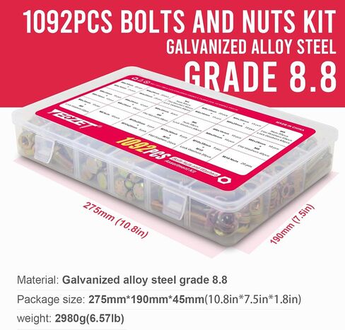 YEEZET 1000pcs M4 M5 M6 Bolts and Nuts Washers Assortment Kit, 304 Stainless Steel Metric Bolt Assortment Set,14 Most Common Sizes,10-40mm in Saudi Arabia