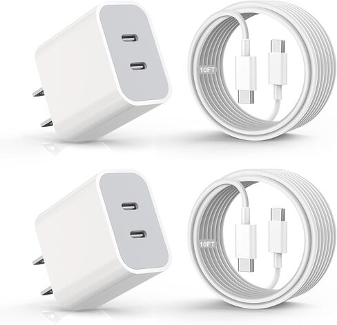 iPhone 15 Charger,Apple Charger Fast Charging,2Pack 40W Dual Port Power Delivery Apple Charging Block,2Pack 6FT USB C to C Fast Charger Cable,USB C Charger for iPhone 15/15 Pro/iPad Pro/iPad Air/Mini in Saudi Arabia