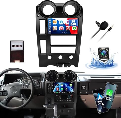 2G+64G Car Radio Stereo for Hummer H2 2004-2007 with Wireless Carplay Android Auto Android 13 Radio 9" Touch Screen Car Stereo with Bluetooth GPS Navigation HiFi WiFi FM Head Unit with Backup Camera in Saudi Arabia