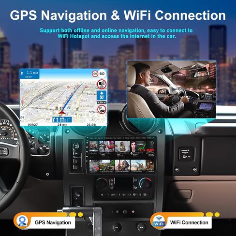 2G+64G Car Radio Stereo for Hummer H2 2004-2007 with Wireless Carplay Android Auto Android 13 Radio 9" Touch Screen Car Stereo with Bluetooth GPS Navigation HiFi WiFi FM Head Unit with Backup Camera in Saudi Arabia
