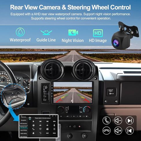 2G+64G Car Radio Stereo for Hummer H2 2004-2007 with Wireless Carplay Android Auto Android 13 Radio 9" Touch Screen Car Stereo with Bluetooth GPS Navigation HiFi WiFi FM Head Unit with Backup Camera in Saudi Arabia