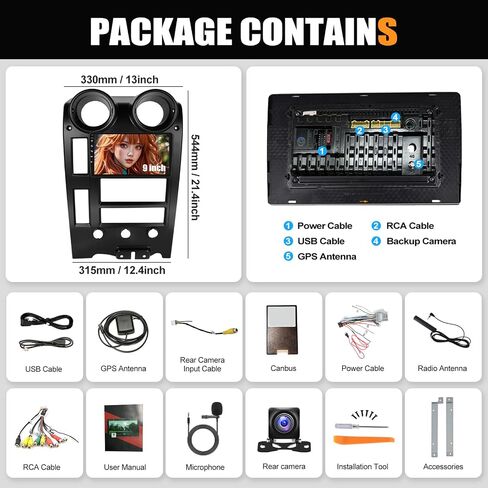 2G+64G Car Radio Stereo for Hummer H2 2004-2007 with Wireless Carplay Android Auto Android 13 Radio 9" Touch Screen Car Stereo with Bluetooth GPS Navigation HiFi WiFi FM Head Unit with Backup Camera in Saudi Arabia