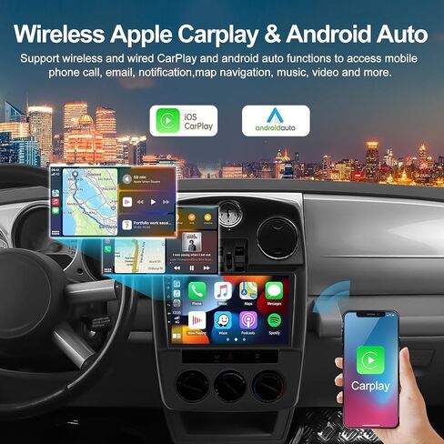2G+64G Android 13 ستيريو سيارة لكرايسلر PT Cruiser 2006-2010 مع CarPlay اللاسلكي Android Auto 9 بوصة شاشة لمس راديو السيارة مع نظام تحديد المواقع والملاحة HiFi WiFi Bluetooth FM/RDS وحدة رئيسية مع كاميرا احتياطية in Saudi Arabia