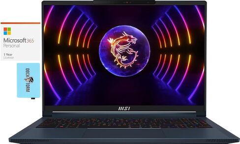 كمبيوتر محمول MSI Stealth 16 Studio للألعاب والترفيه (Intel i7-13620H 10-Core، 32GB DDR5 5200MHz RAM، 1TB PCIe SSD، GeForce RTX 4070، 16.0 بوصة Win 11 Pro) مع MS 365 Personal، Dockztorm Hub in Saudi Arabia