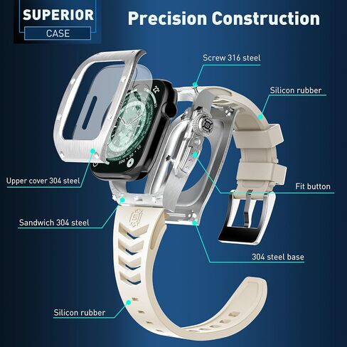 Stylish Metal Watch Case Compatible with Apple Watch Ultra 2/1 49mm - Military-Grade Protection, Precise Design, Easy to Wear, Premium Accessories(White, iWatch 49 Case) in Saudi Arabia