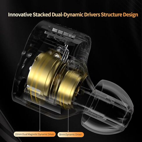 KZ Castor in Ear Monitor, HiFi Improved Bass in Ear Headphone, Dual-Dynamic Driver Gaming Earbuds, 2PIN-C Detachable Cable in Saudi Arabia