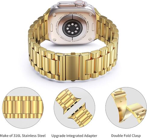 ARTCHE Compatible with Apple Watch Bands Series 10 46mm, Ultra 2/Ultra 49mm, Series 9/8/7 45mm Series 6/SE/SE2/5/4 44mm Series 3/2/1 42mm, Stainless Steel Metal Watch Band for iWatch Strap, Black in Saudi Arabia