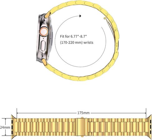 ARTCHE Compatible with Apple Watch Bands Series 10 46mm, Ultra 2/Ultra 49mm, Series 9/8/7 45mm Series 6/SE/SE2/5/4 44mm Series 3/2/1 42mm, Stainless Steel Metal Watch Band for iWatch Strap, Black in Saudi Arabia