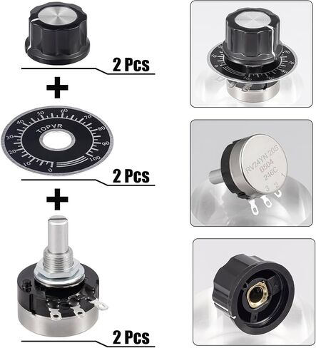 RV24YN20S B101 100R مقياس الجهد 100Ohm دورة واحدة دوارة فيلم الكربون الجهد مع 2 قطعة مقبض A03 و 2 قطعة أقراص (عبوة من 6 قطع) in Saudi Arabia