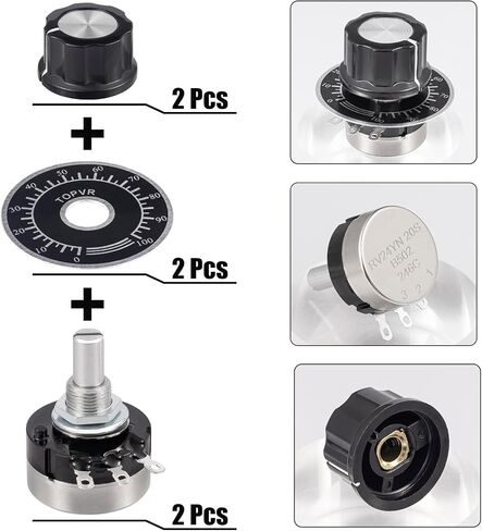 RV24YN20S B101 100R مقياس الجهد 100Ohm دورة واحدة دوارة فيلم الكربون الجهد مع 2 قطعة مقبض A03 و 2 قطعة أقراص (عبوة من 6 قطع) in Saudi Arabia