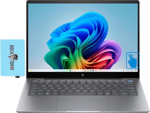 HP OmniBook X Home & Business Laptop (Snapdragon X Elite X1E-78-100 12-Core, 16GB LPDDR5X 8448MHz RAM, 1TB SSD, Qualcomm Adreno, 14.0" 60 Hz Touch 2240x1400, WiFi, Win 11 Home) with Dockztorm Hub in Saudi Arabia