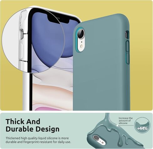 SURPHY متوافق مع حافظة iPhone XR، حافظة هاتف من السيليكون السائل السميك (مع بطانة من الألياف الدقيقة) لهاتف iPhone XR 6.1 بوصة، أحمر in Kuwait