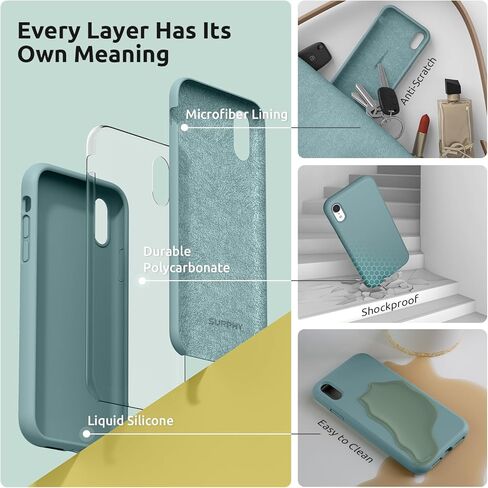 SURPHY متوافق مع حافظة iPhone XR، حافظة هاتف من السيليكون السائل السميك (مع بطانة من الألياف الدقيقة) لهاتف iPhone XR 6.1 بوصة، أحمر in Kuwait
