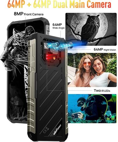 Ulefone Armor 22 هاتف Android 14 هاتف متين غير مقفول 16G+128GB هاتف ذكي متين مفتوح 6600mAh 6.58 بوصة FHD+ 120 هرتز 64MP+64MP كاميرا رؤية ليلية مزدوجة SIM IP68 هاتف ذكي NFC IR Blaster in Kuwait