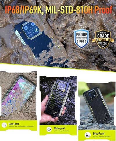 Ulefone Armor 22 هاتف Android 14 هاتف متين غير مقفول 16G+128GB هاتف ذكي متين مفتوح 6600mAh 6.58 بوصة FHD+ 120 هرتز 64MP+64MP كاميرا رؤية ليلية مزدوجة SIM IP68 هاتف ذكي NFC IR Blaster in Kuwait