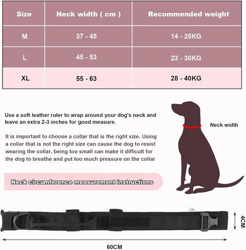 abcGoodefg Tactical Dog Collar Military Dog Collar Adjustable Nylon Dog Collar Heavy Duty Metal Buckle Strap Handle for Dog Training Strap with Foldable Dog Bowl (XL Black) in Saudi Arabia