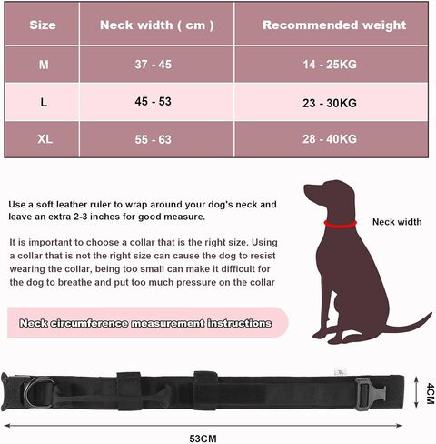 abcGoodefg Tactical Dog Collar Military Dog Collar Adjustable Nylon Dog Collar Heavy Duty Metal Buckle Strap Handle for Dog Training Strap with Foldable Dog Bowl (XL Black) in Saudi Arabia