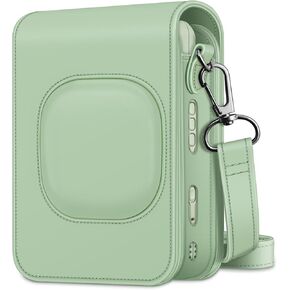 Fintie Carrying Case for Fujifilm Instax Mini LiPlay Hybrid Instant Camera - Premium Vegan Leather Portable Bag Cover with Removable Strap, Agave Green