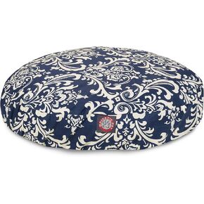 Navy Blue French Quarter Medium Round Indoor Outdoor Pet Dog Bed With Removable Washable Cover By Majestic Pet Products
