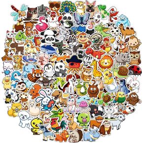 Animal Stickers for Kids 100 Pcs Water Bottle Stickers, Kawaii Animal Mix Style, Cute Stickers for Girls Boys, Waterproof Vinyl Stickers, Kids Classroom Prizes for Elementary Students, Gifts for Kids