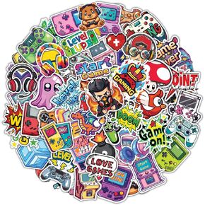 100pcs Gaming Stickers - Gamer Sticker Waterproof Decals for Water Bottles Laptop Luggage Computer Scrapbooking Teens Adults Girls Kids Funny Party Birthday Decorations