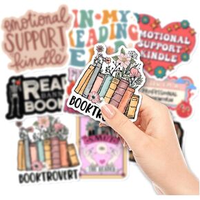 Pack 27 Pcs Bookish Reading Book Lover Emotional Support Kindle Sticker for Laptops Phone Case Scrapbooking Teens Girls Water Bottles Funny Stickers Removable Waterproof Decals