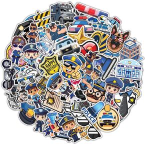 100 قطعة من ملصقات الشرطة للأطفال - سيارة الشرطة، شارات ملصق مضاد للماء لزجاجات المياه والكمبيوتر المحمول وأمتعة الكمبيوتر وسجل القصاصات والمراهقين والبالغين والبنات وديكورات أعياد الميلاد المضحكة in Kuwait