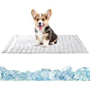 Dog Cooling Mat 36" L x 23" W Pad for Kennels, Crates and Beds, Washable & Portable Pet Soft Pad for Indoor or Outdoor, Grey
