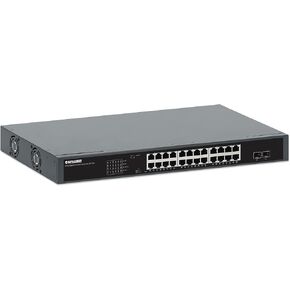 Intellinet 24-Port Unmanaged PoE+ Gigabit Ethernet Switch - 370W Power Budget, 2 x 1Gbps SFP Ports, Rackmount/Desktop, Plug & Play, Green Ethernet, Autosensing Ports, Sturdy Metal – 561907