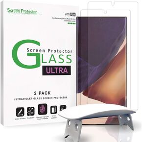 amFilm Ultra Glass Screen Protector for Galaxy Note 20 Ultra, UV Gel Application, Compatible with UltraSonic FingerPrint Scanner for Galaxy Note 20 Ultra (2020), Tempered Glass, 2 Pack