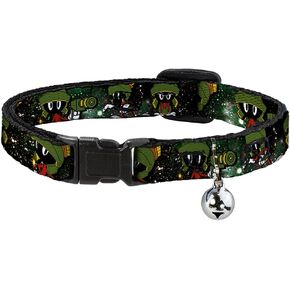 Buckle-Down Cat Collar Breakaway Marvin The Martian 4 Poses Galaxy 8 to 12 Inches 0.5 Inch Wide