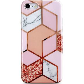 Qokey for iPhone SE Case,iPhone 8 Case,iPhone 7 Case,Cute Flower Case for Girls Women,Shell Pattern Soft Bumper Lightweight Fit Case Shockproof Phone Cover for iPhone SE/8/7 4.7",Pink Floral