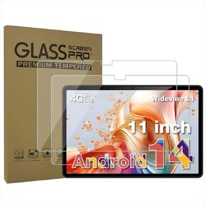 2-Pack Tempered Glass Screen Protector for DOOGEE T30E Android 14 Tablet 11 inch, Ultra Clear Transparency Anti-Scratch 9H Hardness