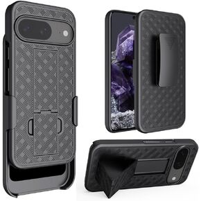 Case with Belt Clip Design for Google Pixel 9 2024 - Slim Heavy Duty Shell Holster Combo - Rugged Phone Cover with Kickstand with Screen Protector