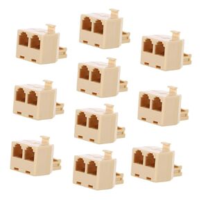 Hemobllo 10pcs Telephone Cable Seperater Rj11 Splitter Fone Telephone Wall Adaptor Landline Phone 2-Way Telephone Splitter Telephone Line Plastic Two-Way Phone Line Splitter Cable Splitter