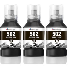 502 Pigment Ink 502 Black Ink Replacement for Epson 502 Ink Refill Bottles Compatible with Ecotank ET-2760 ET-2750 ET-3760 ET-4760 ET-3750 ET-4750 ET-3710 Printers (140ML Pigment Ink, 3 Pack)