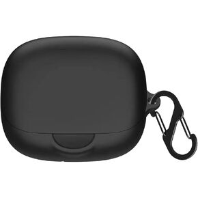 Case Compatible with Anker Soundcore AeroFit Pro, Soft Silicone Shockproof Protective Cover with Carabiner Accessories, Black