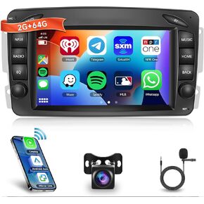 2G+64G Car Radio for Mercedes Benz W168 W203 W209 C209 Viano Vito W639 Vaneo W170, Android 13 Car Stereo with Wireless Carplay Android Auto, 7 Inch Car Radio with WiFi/Bluetooth/Backup Camera