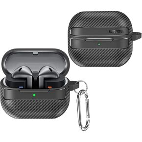 Shockproof Wireless Earphone Case for Samsung Galaxy Buds 3 Buds3 Pro Cover Carbon Fiber Texture Shell Soft Silicon Bag Coques Black
