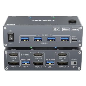 USB 3.0 Switch 4 Computers,ANGEET 4 Port USB Switch Selector for 4 Computer Share 4 USB Devices,Keyboard Mouse Switch,USB Switcher with Wired Remote and 4 Standard USB-B Cables