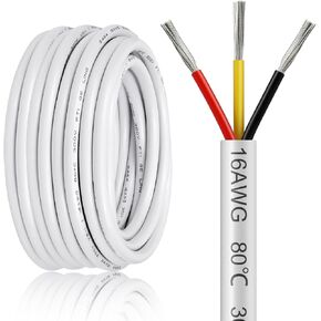 50FT 18 Gauge Wire 3 Conductor, 18AWG Electrical Wire, 18/3 Oxygen Free Stranded Tinned Copper Wire, Insulated Low Voltage Cable for LED Lamps Lights Automotive