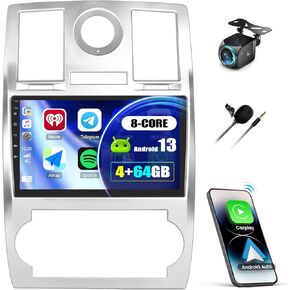 4+64G 8-Core Android 13 Car Stereo for Chrysler 300C 2004-2011 with Wireless CarPlay Android Auto, 9 '' IPS Touchscreen GPS Radio with WiFi Mirror Link Bluetooth FM RDS DSP 32EQ SWC + Backup Camera in Kuwait