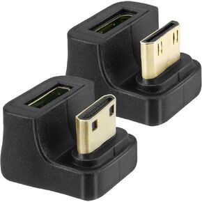 Up Down Angle Mini HDMI Extension Extender, 180 Degree U-Shaped Mini HDMI Adapter 8K, UHD2.1 Mini HDMI Male to Female Converter Supports 48Gbps Bidirectional Transmission (2 Pack)
